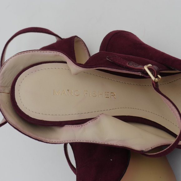 Marc Fisher Burgundy Suede Ankle Strap 4" Heel Pointed Toe Size 8 High Heel Shoe - Picture 9 of 9